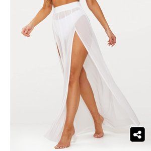 Minah White Mesh Maxi Skirt